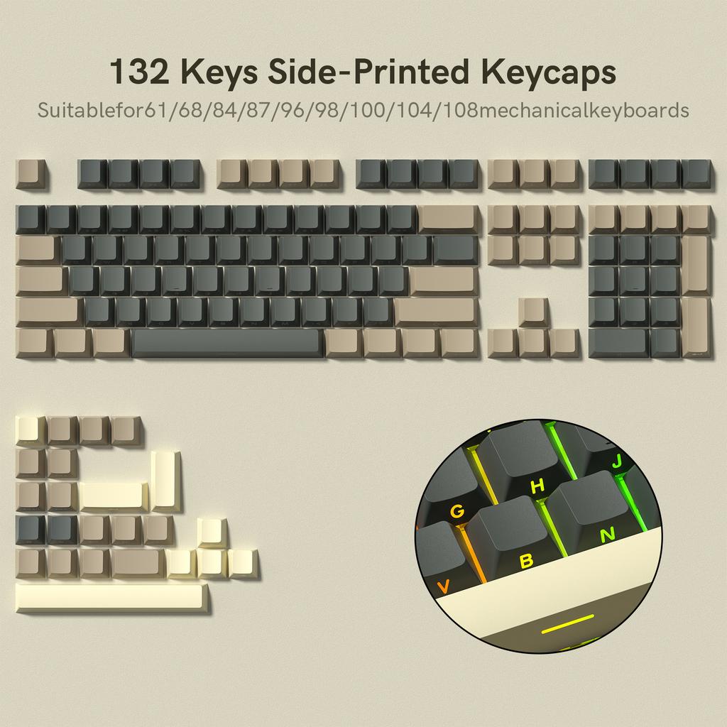 Xiaomi Womier 122 Keys Retro Black PBT Keycap Double Shot Cherry Profile Key Caps for Cherry MX Switches Mechanical Gamer Keyboard