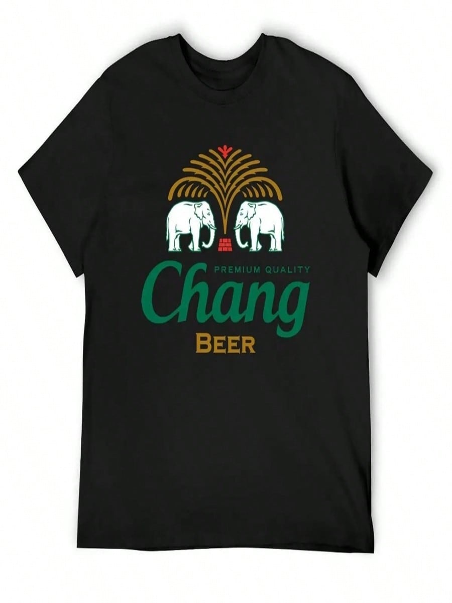 Thailand Chang Beer Bottle Label ______ ____ Essential T Shirt T-Shirt Heavyweights Rapper Graphic Tees Plain White T Shirts Men S разноцветный