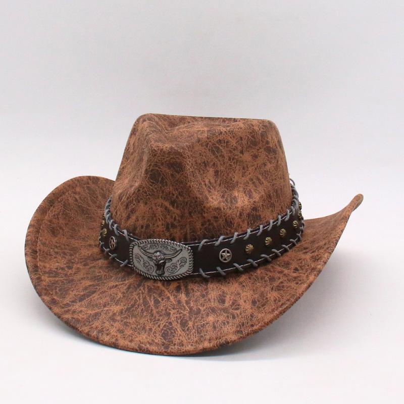 New ethnic style bull head riding jazz hat European and American cowboy hat peach heart cowboy hat