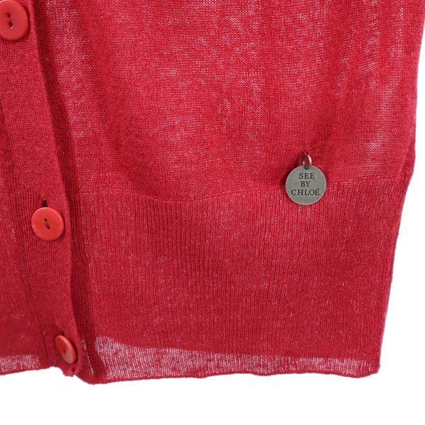 SEE BY CHLOE Linen Blend Long sleeve knit cardigan Red series Women Used