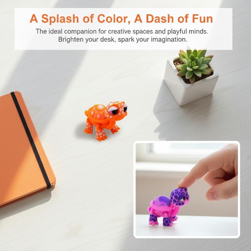 Plastic 3D Printed Turtle Model Exquisite Cartoon Simulated Animal Model Movable Joints Desktop Decorations Holiday Gifts