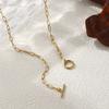 1 PC Minimalist 18K Real Gold Plated 304 Stainless Steel Paperclip Link Chain With Toggle Clasp Necklace Unisex Gift 45cm Long