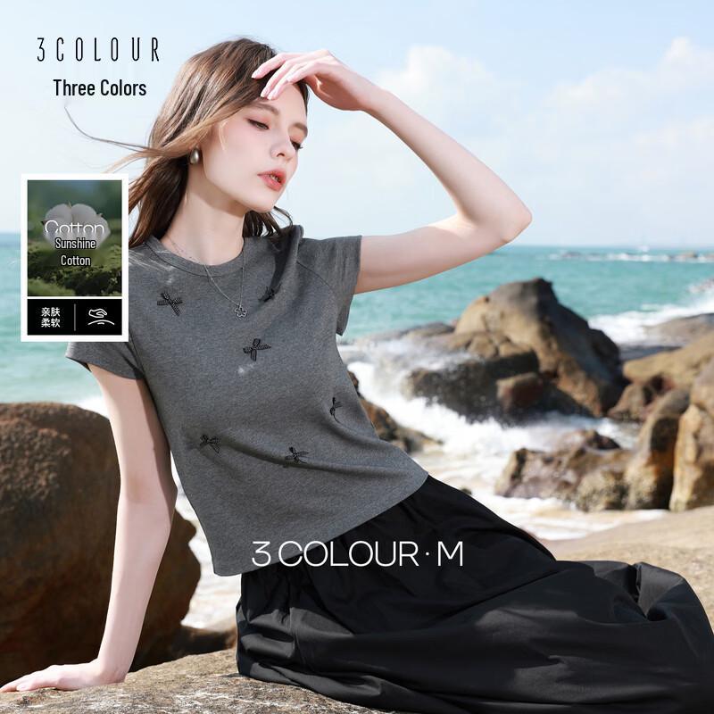 Women s Bowknot Slim-Fit Short Sleeve T-Shirt M