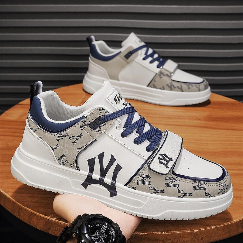Guochao Men'S Shoes Casual Thick Baseplate Shoes Leather Surface Letter Breathable Sports White Shoes