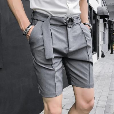 Sommer Slim Fit Anzugshorts Herren Business Casual Büroshorts Einfarbig England Stil Dünne Knielange Hose