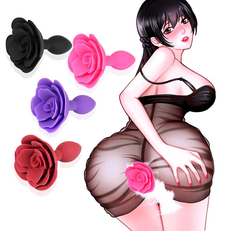 Butt Plug BDSM Rose Smooth Silicone Anal Plug Sexy Anal Tail Toys Prostate Massager Dilator Buttplug For Women Man Adult Couple