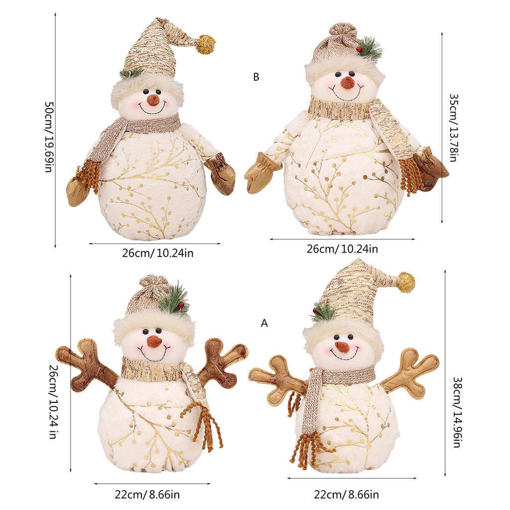 Christmas Snowman Figurines Handmade Stuffed Doll Home Decoration Holiday Party Ornament Household Accessory Daily Use