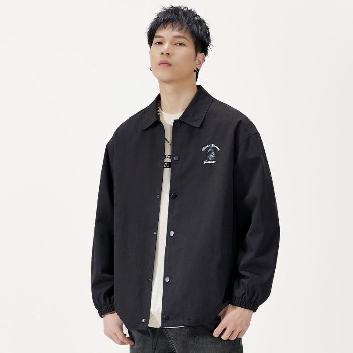 

Напечатанное американское черное повседневное пальто мужское свободное большое размерное верхнее летное пальто модный бренд 3XL чёрный