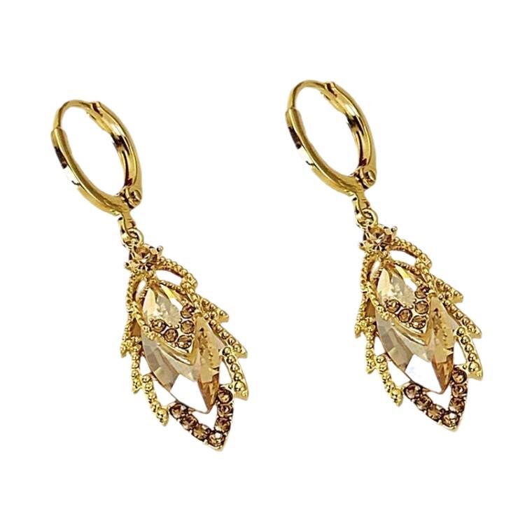 Gold Zircon Leaf Ear Cuffs: High-End Minimalist Y2K Women's Earrings