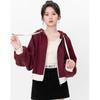 Women's Burgundy Raglan Zip-Up Hooded Sweatshirt Jacket - Spring/Autumn 2025 Design