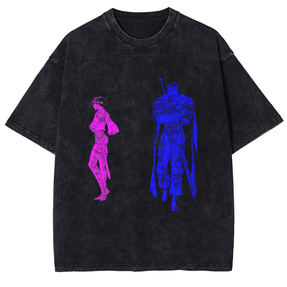 Manga Berserk Griffith Print Tshirt Harajuku Washed Oversized T Shirt High Quality Cotton Short Sleeve Tees Men Women Clothing