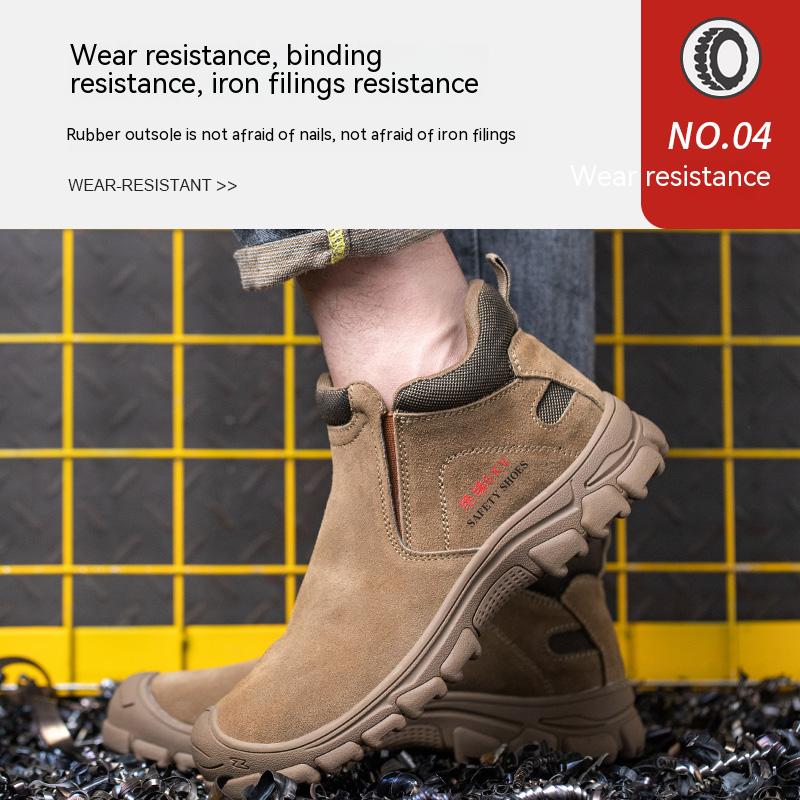 Men's Outdoor Work Safety Shoes Steel Toe Boots Anti-smash Work Boots All-Season Casual Hiking Footwear for Exploitation Site