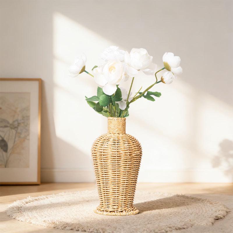 High-Grade Imitation Rattan Woven Vase for Dried Flowers - Elegant Living Room and Desktop Ornament