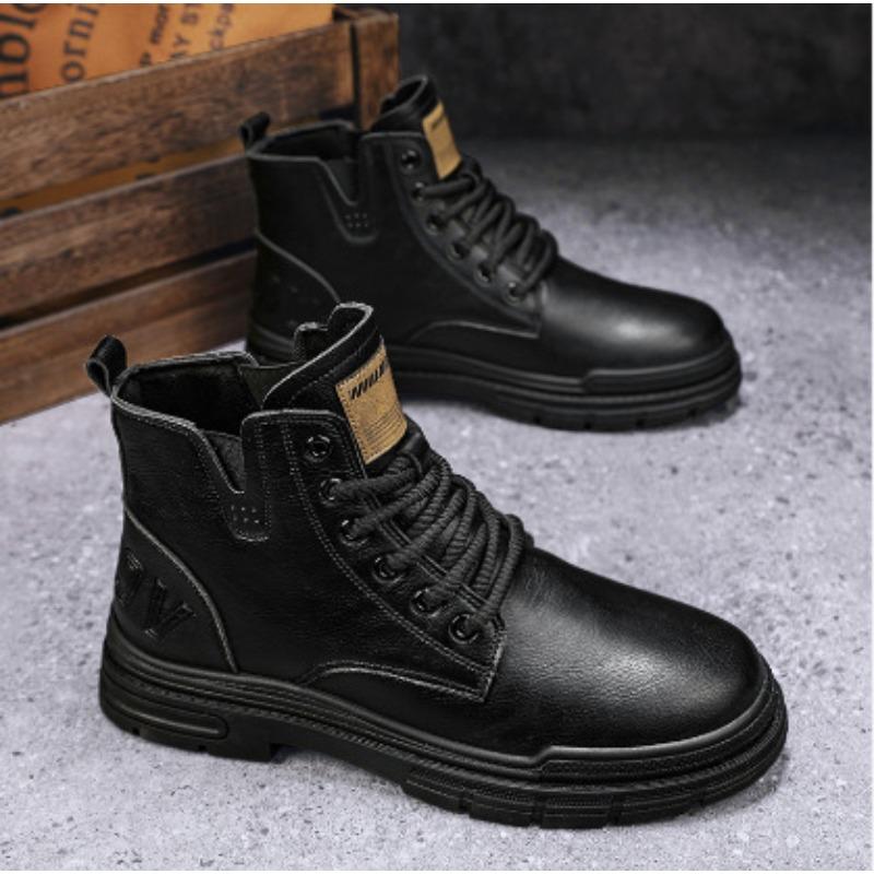 Martin Boots Men's High-top Winter Velvet Thermal Tooling Cotton Shoes Men's Two-color Casual