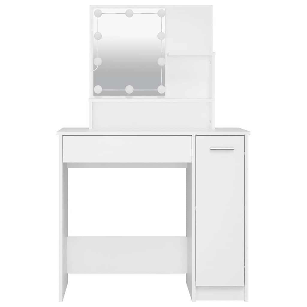 Makeup Table with LED Lights White 86.5 x 35 x 136 cm