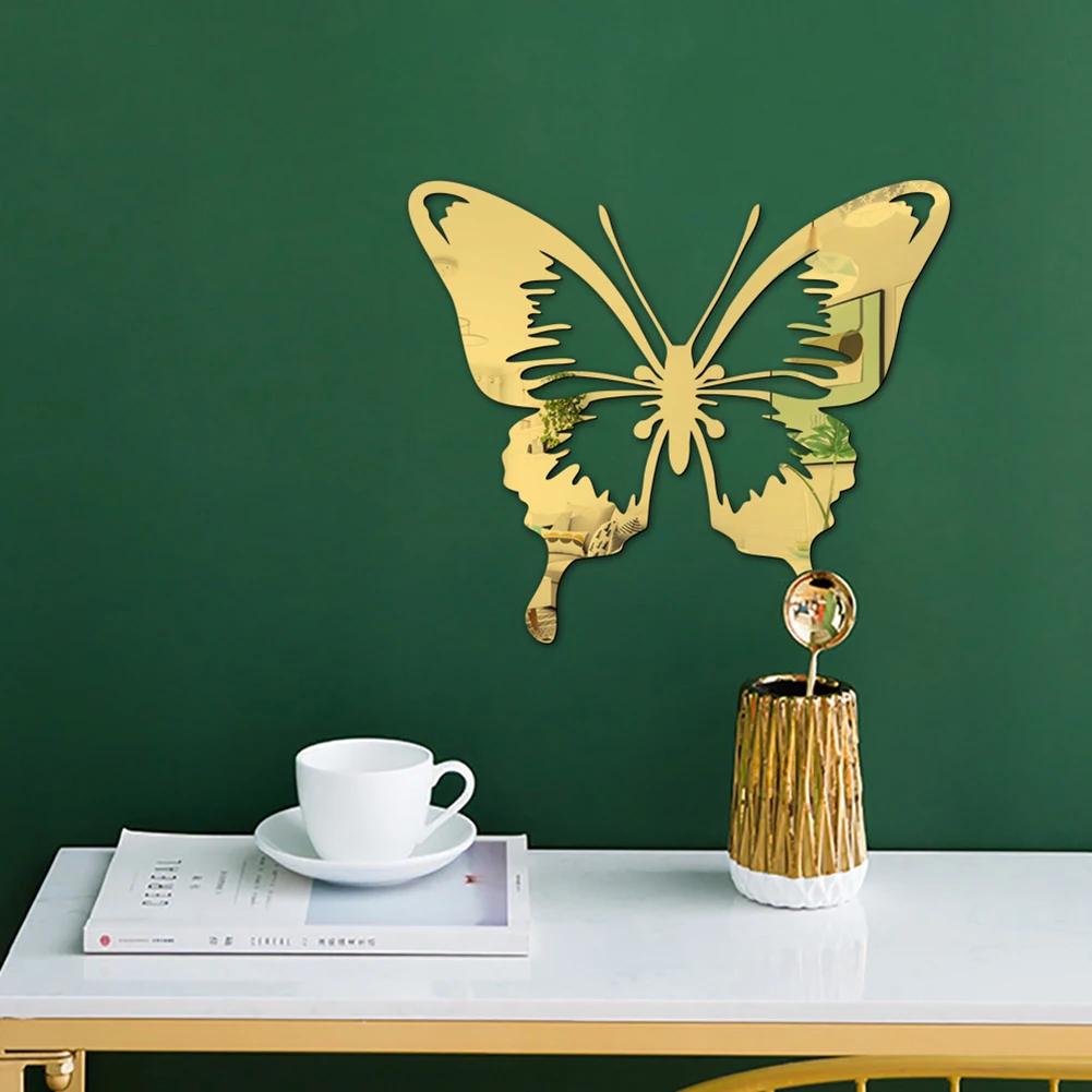 3D Three-dimensional Hollow Crescent Flower Moon Acrylic Mirror Wall Stickers Mural Art Wall Decal Livng Room Home Decoration