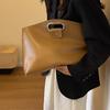 French Retro Soft Pu Leather Briefcase for Women New Large-capacity Commuter Handbag Folder Computer Bag for Men Solid Laptop