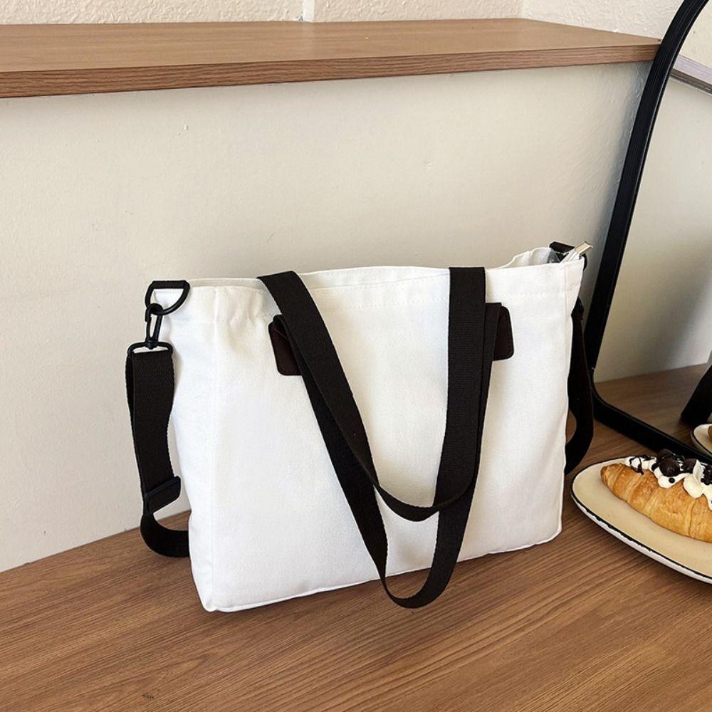 Storage Pouch Letter Canvas Shoulder Bag Large Capacity Casual Women Tote Bag Soft Underarm Bag Versatile Canvas Handbag Travel