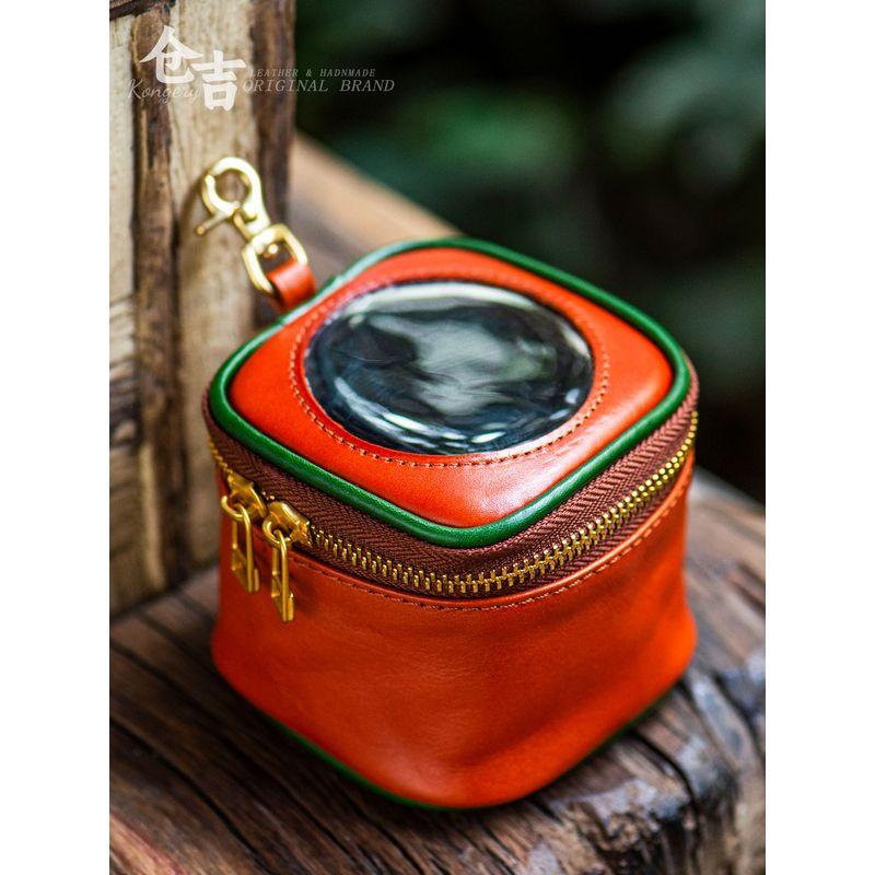 

[Popular] Space Capsule Wenwan Square Box! Cangji Handmade Cowhide Bracelet Walnut Bag Lipstick Storgage Bag Pain Bag Chilin Brown
