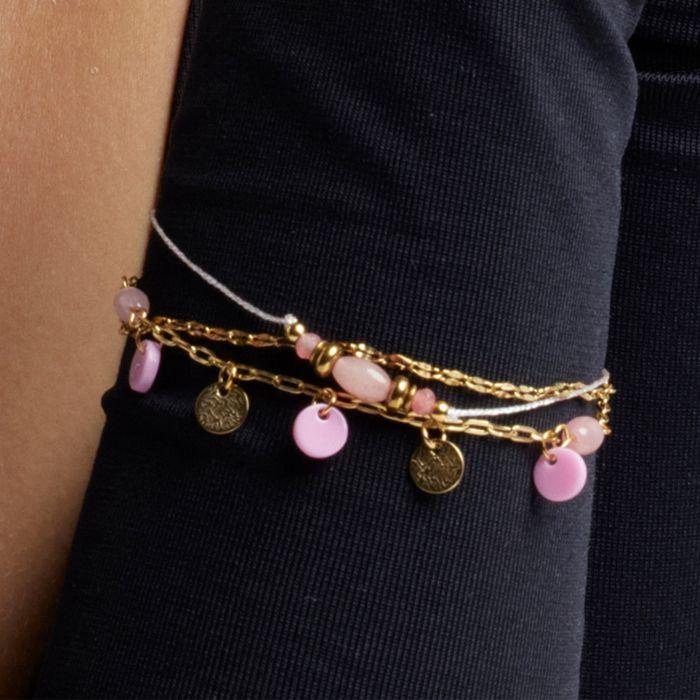 Bracelet - Luxenter - Omlia - Quartz Rose - Finition or Jaune 18k - 16 Cm + 3 Cm D'extension