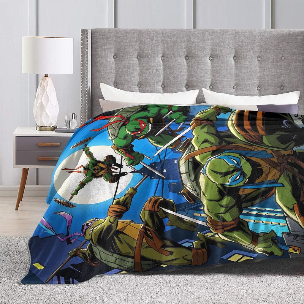 Soft Blankets Camping TMNT Game  Throw Blanket  Flannel Bedspread For Couch Chair Sofa Bed Street Trend Sofa Bed Cover