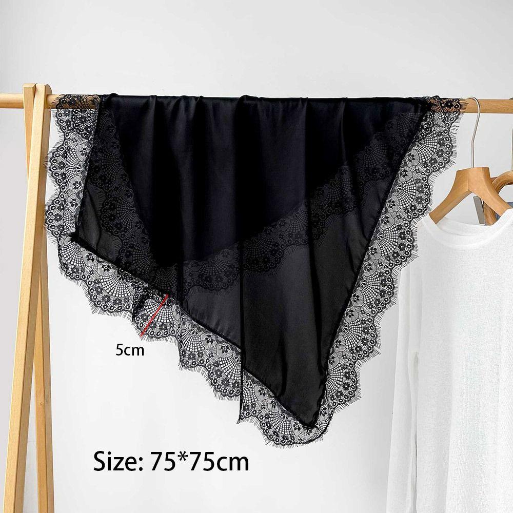 Lace Trim Shawls Solid Color Wraps Fashion Square Scarf Beach