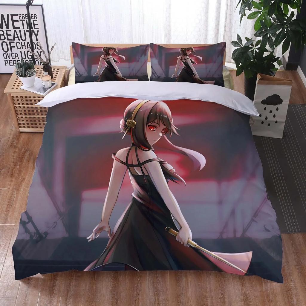 Anime Spy Family Anya Bedding Set 3D Printed Suitable For Bedroom Duvet Cover Set With Pillowcases Kids Home Textile