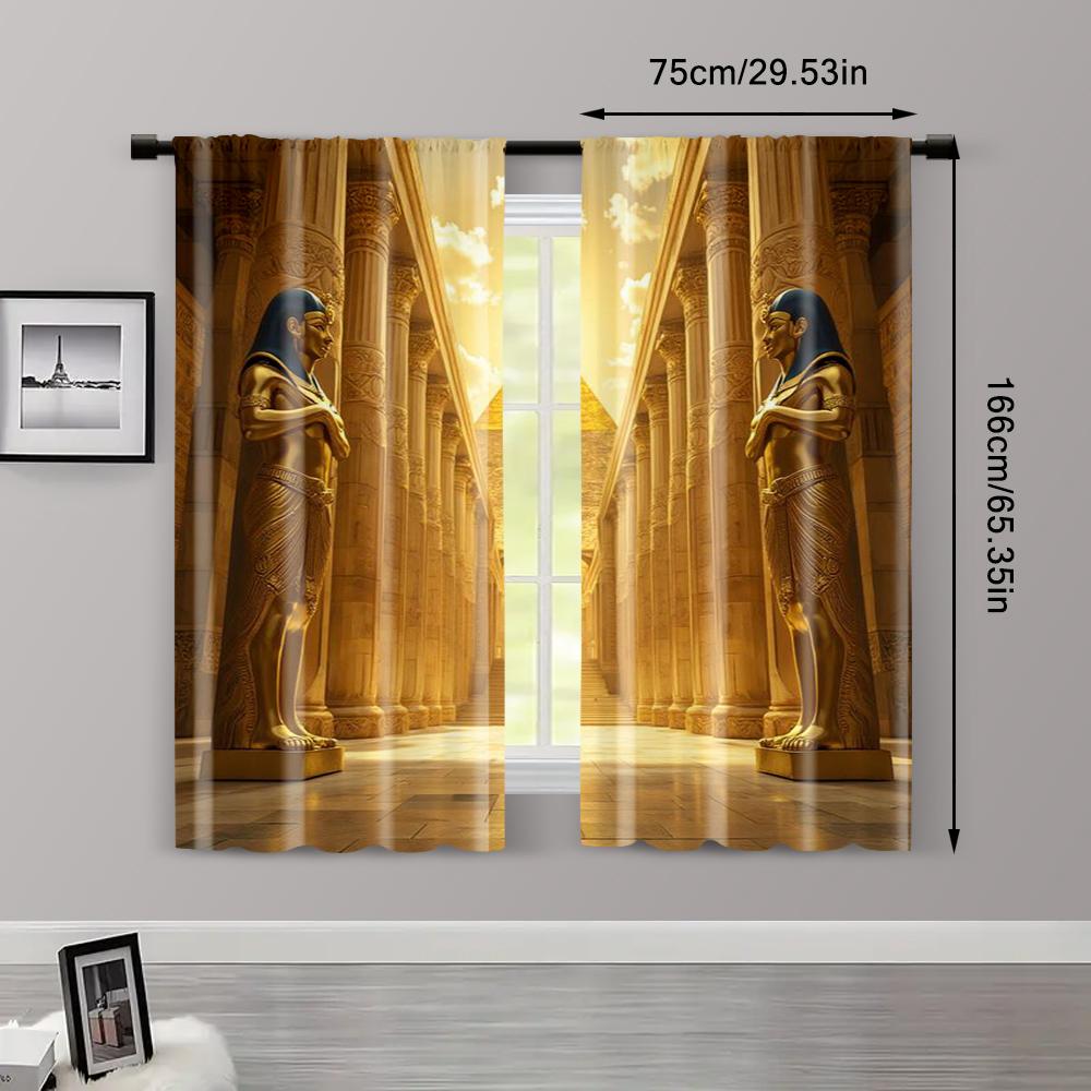 2 stuks   Moderne Gordijnen Egyptisch themafeest Machinewasbaar Polyester (zonder stang) Art Deco Feestelijk Perfect voor Diverse
