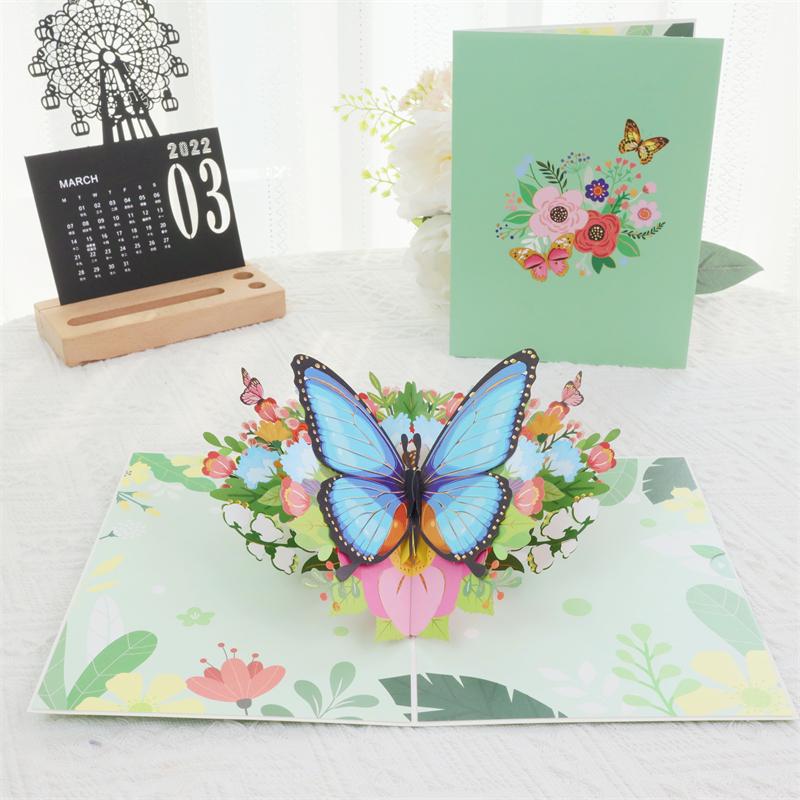 Creative Birthday Festival Universal Three-dimensional Greeting Card Butterfly Flowers Father's Day 3D Card High-end Teacher's Day Gift