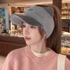 Ponytail hat women's autumn and winter fleece fashion knitted baseball cap women's wool empty top hat winter