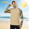 Men's Casual Outdoor Camouflage Print Hooded Long Sleeve Sun Protection Shirt Lightweight Quick Dry Breathable Fabric