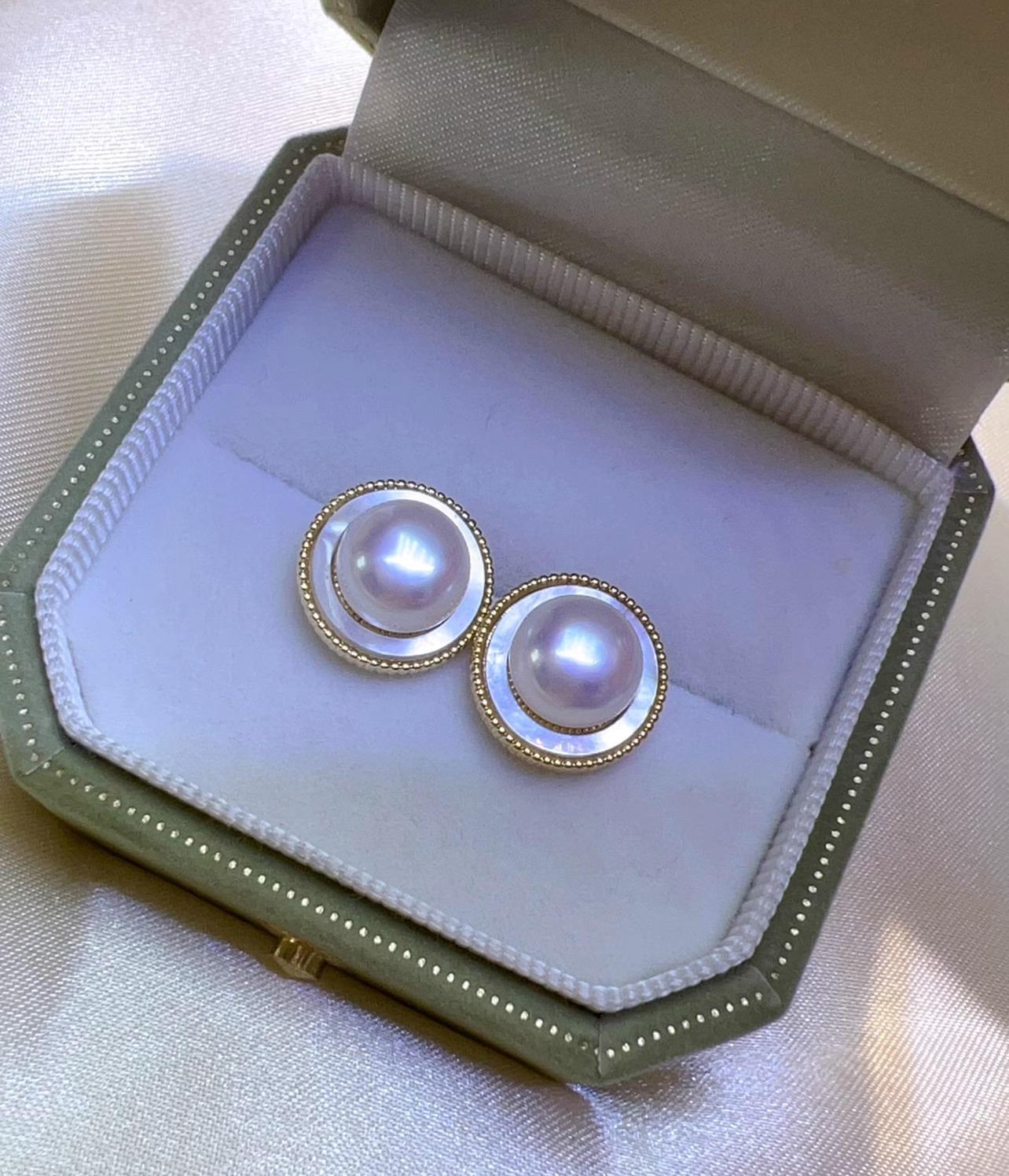 

Natural freshwater pearl poached egg stud earrings industry to mm strong light retro Hepburn wind light luxury earrings