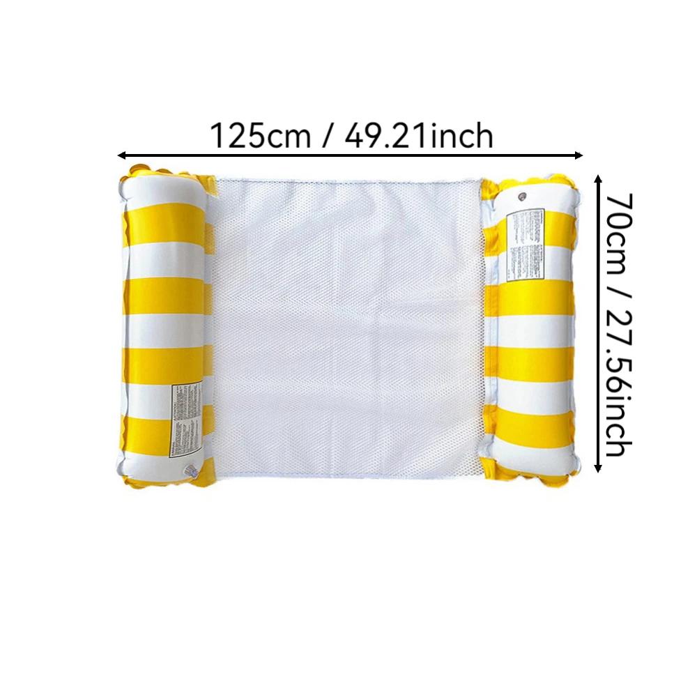 Inflatable Water Foldable Hammock Mesh Backrest PVC Stripe Floating Lounge Mattress Portable Float Summer Party Beach Pool Lake