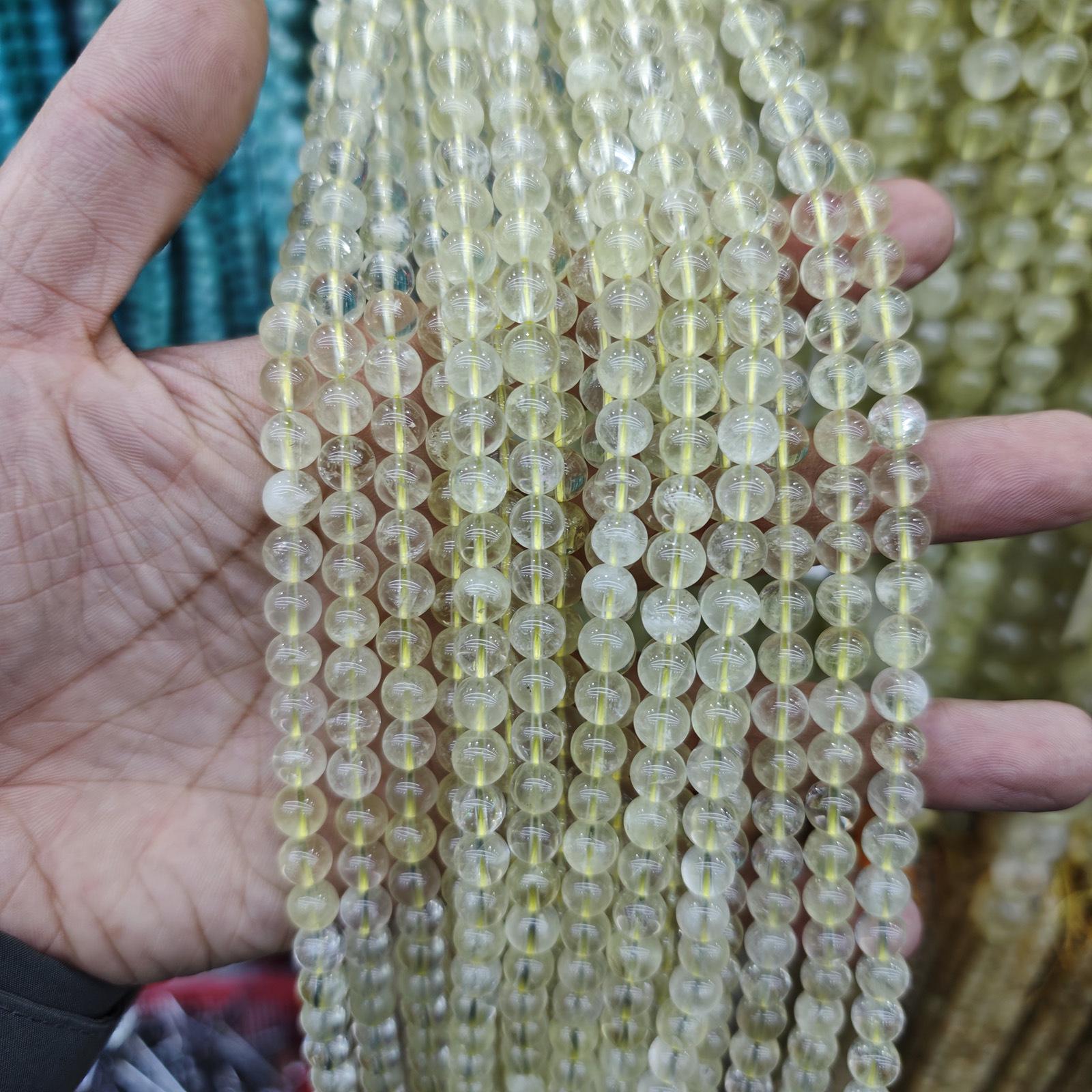 Natural Lemon Citrine Round Loose Beads for DIY Jewelry and Bracelets Natural Lemon Citrine