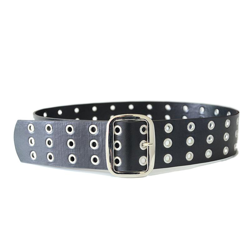 

Meier Women s belt - casual punk perforated leather belt with oval metal buckle wide waistband 50-110cm