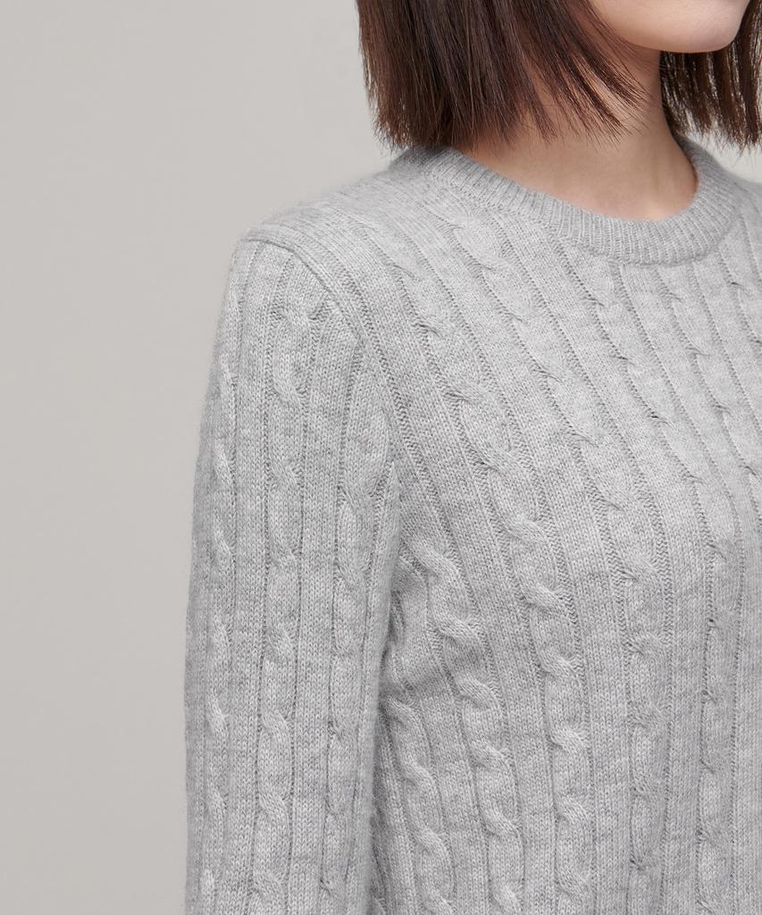 MUSINSA STANDARD WOMAN Women'S Angora Blend Cable Crew Neck Knit [Light Grey]