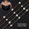 Lady Long Women Jewelry Pearl Necklace Sweater Chain Pendant