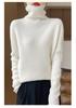 Women's High Neck Wool Sweater - Slim Fit, 100% Wool, Striped, Autumn/Winter Knit Pullover