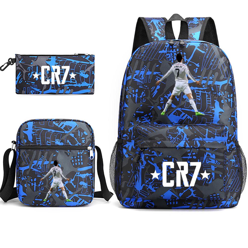 Soccer Star Backpack Set 3 In 1, Youth School Bookbag with Shoulder Bag and Pencil Case, Sports Travel Rucksack