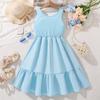 Sommerkleid für ältere Mädchen Neues lässiges ärmelloses Patchwork-Kleid im europäischen und amerikanischen Stil