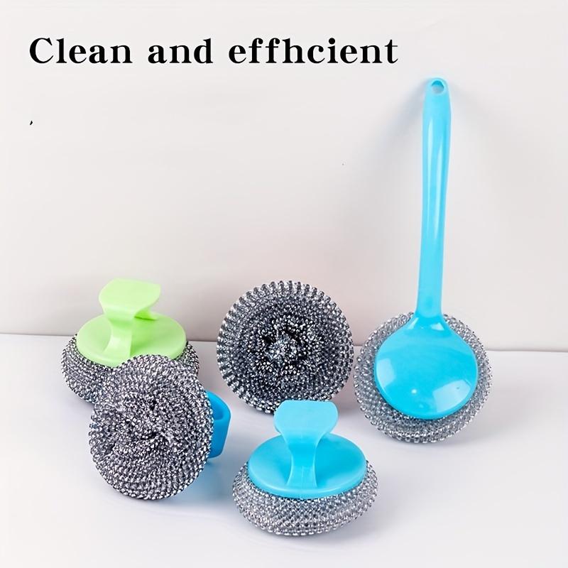 [Stainless Steel Scrub Sponges] Non-Scratch Stainless Steel Scrub Sponges with Ergonomic Handles | Durable Plastic & Metal Scrubbers for Pots