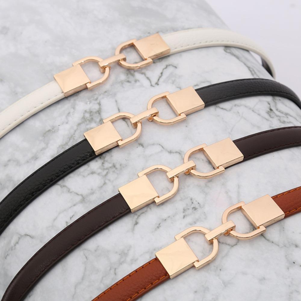 

Fashion Metal Belt Adjustable Waistband Women Belt PU Thin Belt