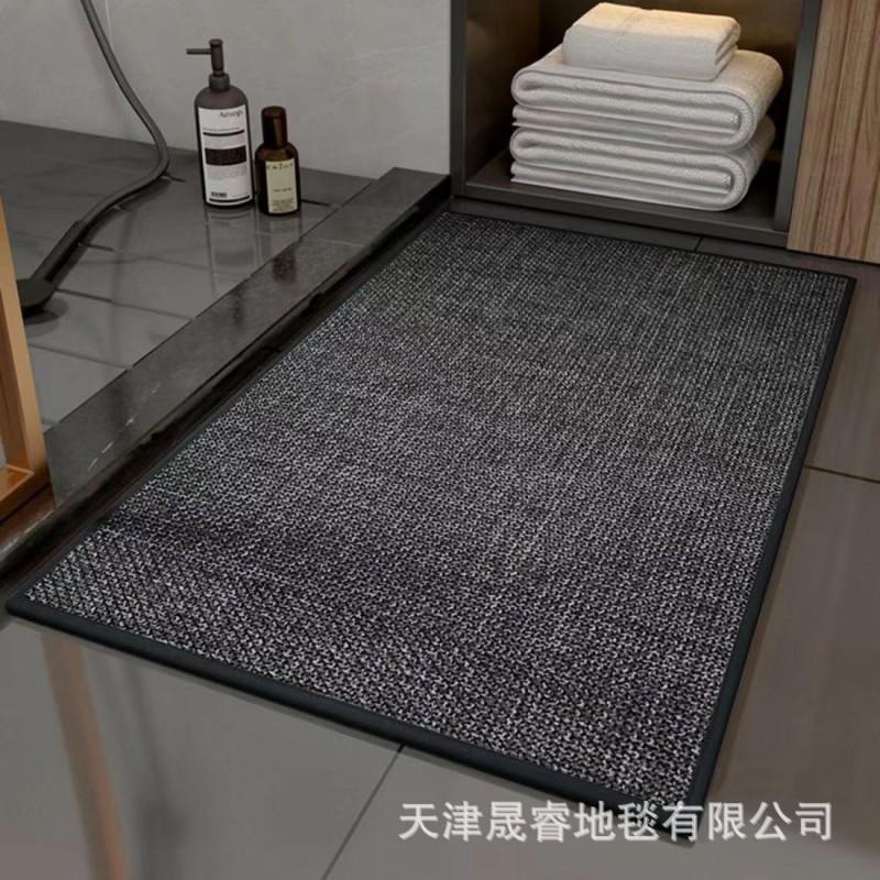 Solid Color Linen Doormat Entryway Bathroom Kitchen Non-Slip Absorbent Floor Mat With Rubber Backing
