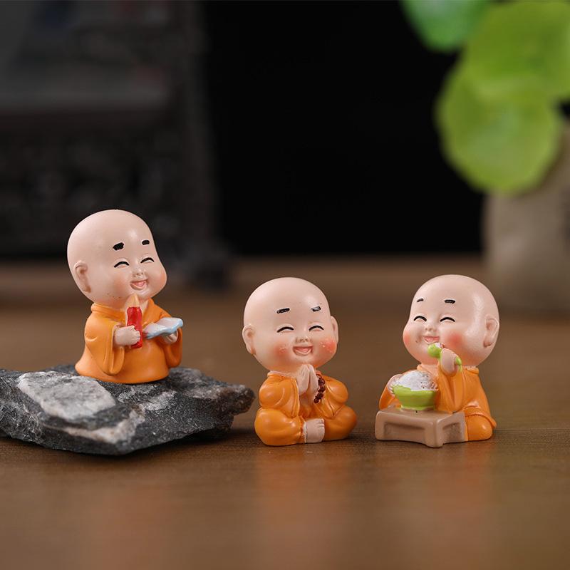 7Pcs Creative Naughty Four Non Zen Little Monk Decorative Accessories Little Shami Car Desktop Tea Table Ornament
