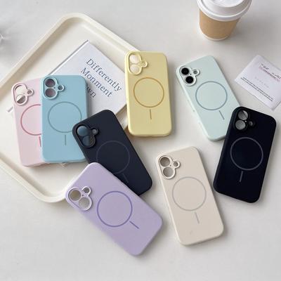 Simple Solid Color Liquid Silicone Soft Case Compatible with iPhone 16 Pro Max Apple 15 Phone Case 14/13 Magnetic