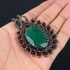 Lab-Created Emerald Gemstone Pure Copper Wire Wrapped Handmade Pendant Jewelry