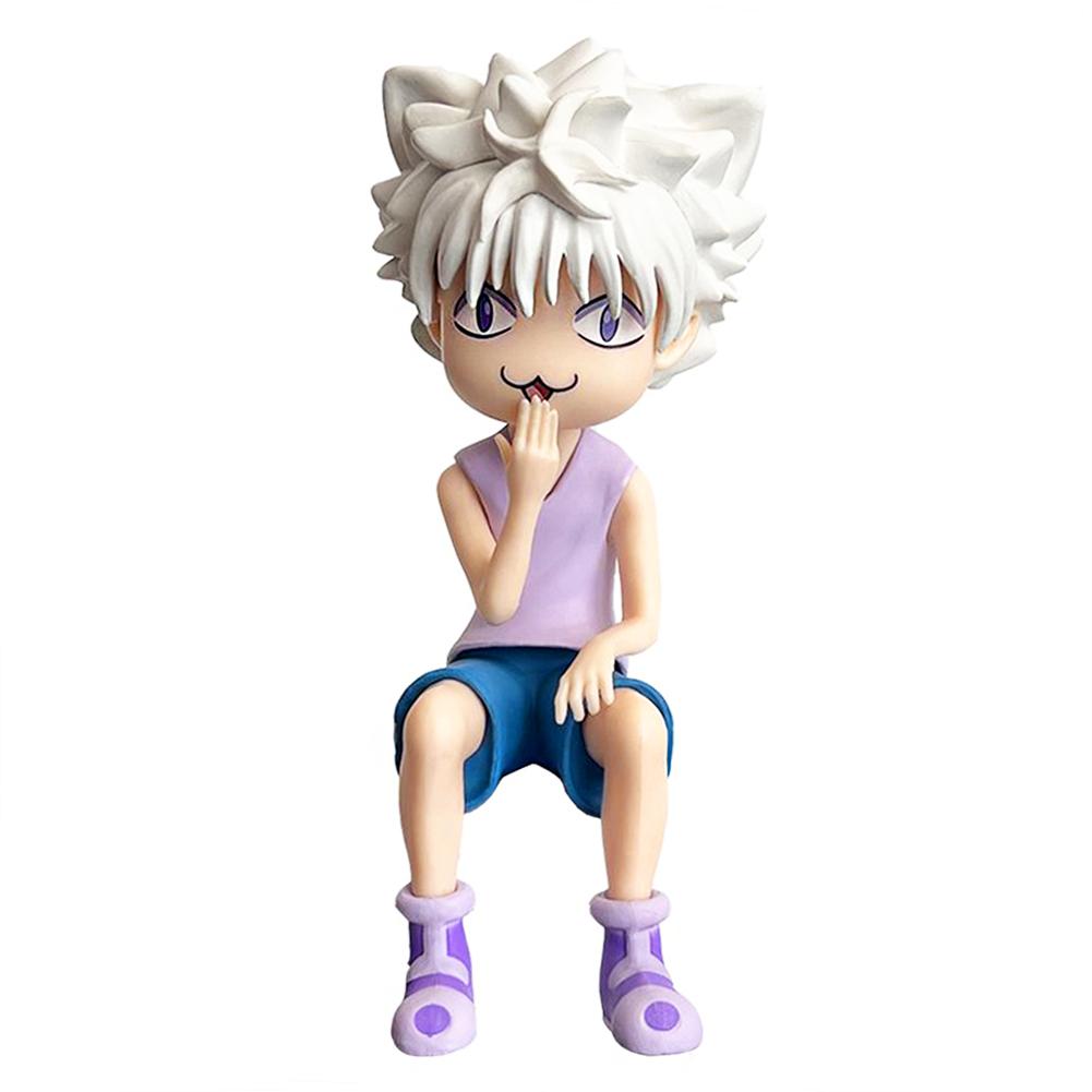 Anime Killua Zaoldyeck Figure Sitting Smile Cat Face Action Figure Killua Figurine PVC Model Desktop Ornaments Toys Gifts 11cm