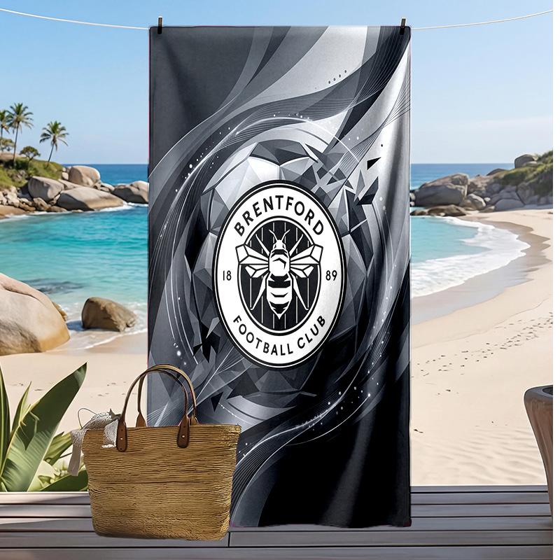 Asciugamano da Spiaggia con Stampa del Brentford Football, Asciugamano Grande Morbido ad Asciugatura Rapida per Spiaggia Campeggio Nuoto