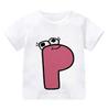 New Alphabet Lore T Shirt Print Cartoon Casual Summer Children Short-sleeved Anime T-shirt Kids Clothes Boy Game Series T Shirt