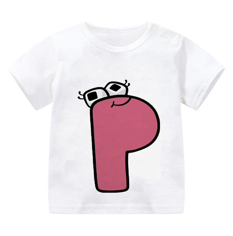 New Alphabet Lore T Shirt Print Cartoon Casual Summer Children Short-sleeved Anime T-shirt Kids Clothes Boy Game Series T Shirt